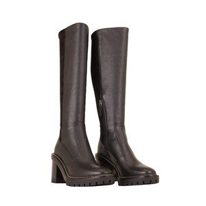 TORY BURCH LEATHER HIGH HEELED BOOTS - SIZE 5.5